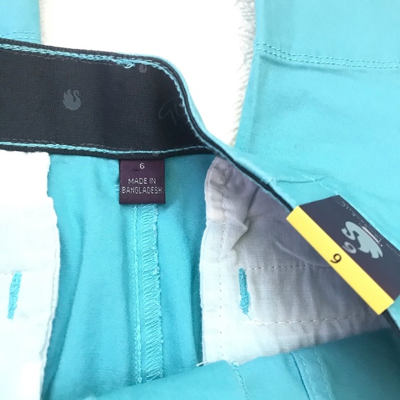 🆕 GLORIA VANDERBILT Aqua Teal Light Blue Cotten Blend Stretch Crop Capri 6 - Picture 4 of 10